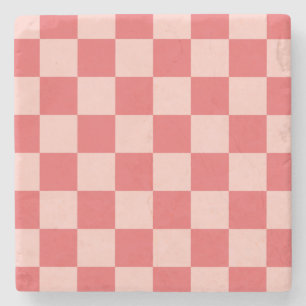Rosa Red Checkered Gingham Mönster Stenunderlägg