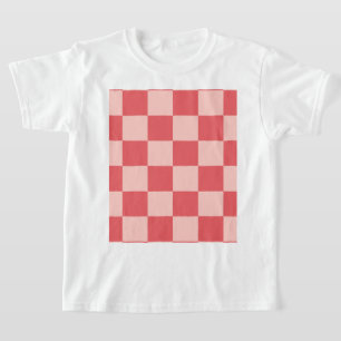Rosa Red Checkered Gingham Mönster T Shirt