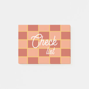 Rosa Red Checkered Square Mönster Post-it Block