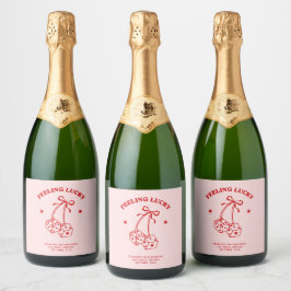 Rosa & Red Cherry Bachelorette Champagne Label