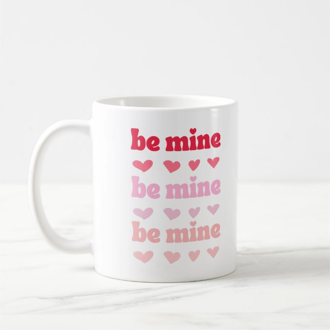 Rosa Red Cute Be Mine Valentine Ombre Quote Kaffemugg (Vänster)