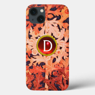 ROSA RED DAISY GEM MONOGRAM Art nouveau Blommigt