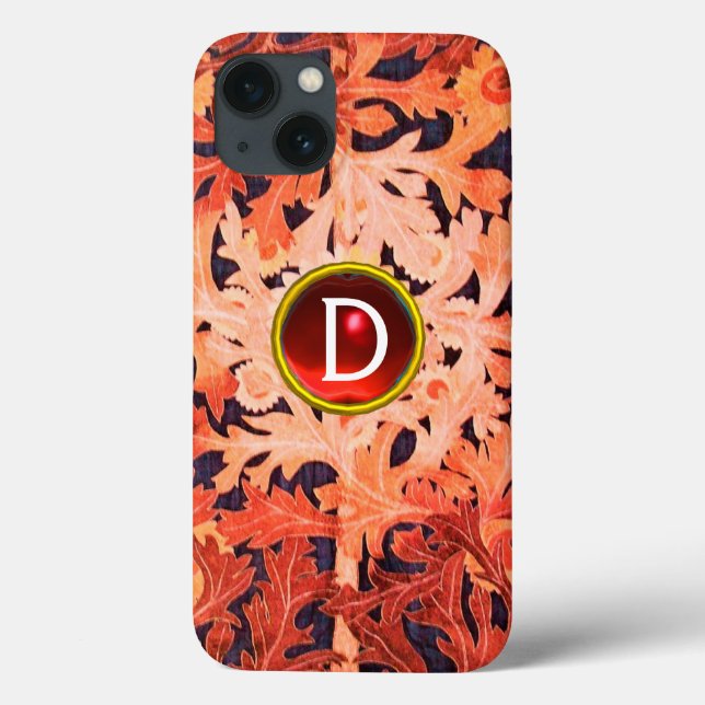 ROSA RED DAISY GEM MONOGRAM Art nouveau Blommigt (Baksida)