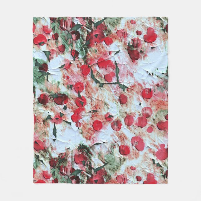 Rosa Red Dirty polka Dot Grunge Decay Fleecefilt (Framsidan)