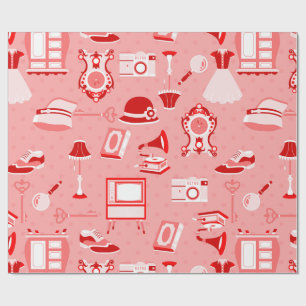 rosa Red Fapper antique nostalgia gammaldags Presentpapper