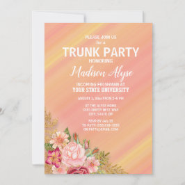 Rosa Red Garden Blommigt Gult College Trunk Party Inbjudningar