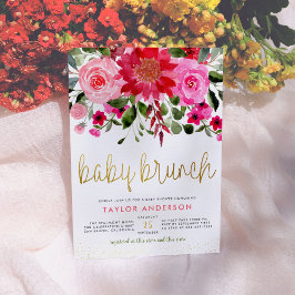Rosa & Red Garden Greenery Baby Brunch Inbjudningar