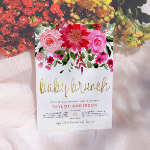 Rosa & Red Garden Greenery Baby Brunch Inbjudningar