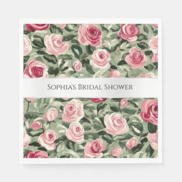 Rosa Red Grönt Ro Blommigt Möhippa Pappersservett