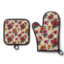 Rosa Red Guld Flowers på Tan Rand