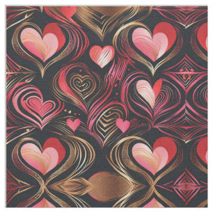 Rosa Red Guld Hearts Linjer Swirling Tyg