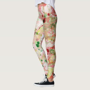Rosa Red Gult Grönt Trendig Modern Abstrakt Leggings