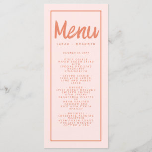 Rosa Red Handwrite Typography Retro Bröllop Menu Meny