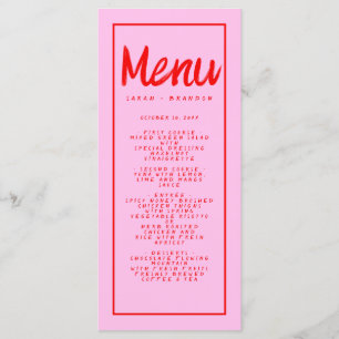 Rosa Red Handwrite Typography Retro Bröllop Menu Meny