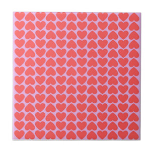 Rosa Red Heart Grid Y2K Mönster Kakelplatta