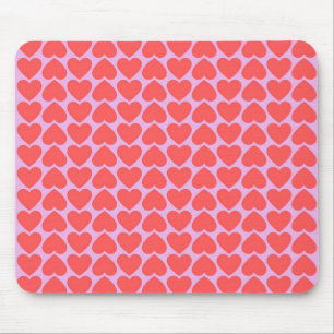 Rosa Red Heart Grid Y2K Mönster Musmatta