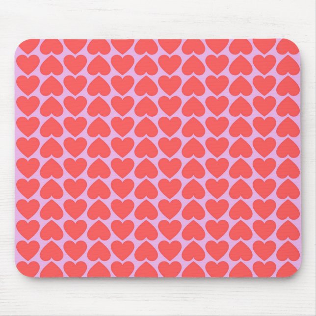 Rosa Red Heart Grid Y2K Mönster Musmatta (Framsidan)