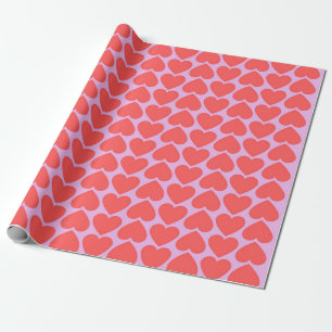 Rosa Red Heart Grid Y2K Mönster Presentpapper