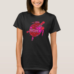Rosa Red Heart Kärlek Mamma Cute Sea Turtle Mamma T Shirt