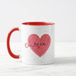 Rosa Red Heart Script Cute Elegant Valentines day Mugg