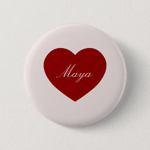 Rosa Red Heart Shape Namn Knapp
