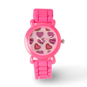 Rosa Red Heart Sugar Cookie Kärlek Valentine Day Armbandsur