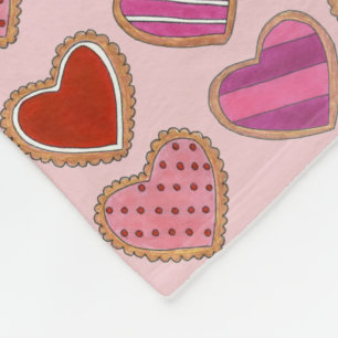 Rosa Red Heart Sugar Cookies Kärlek Valentine Day Fleecefilt