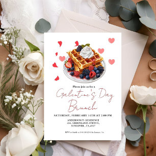 Rosa & Red Heart Valentine Day Brunch Party Inbjudningar