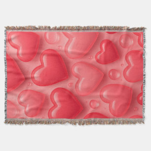 Rosa & Red Hearts Bubble Mönster Filt