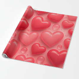 Rosa & Red Hearts Bubble Mönster Presentpapper