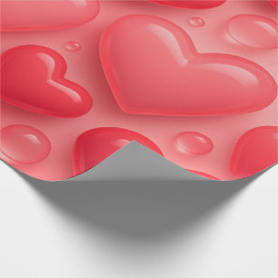 Rosa & Red Hearts Bubble Mönster Presentpapper