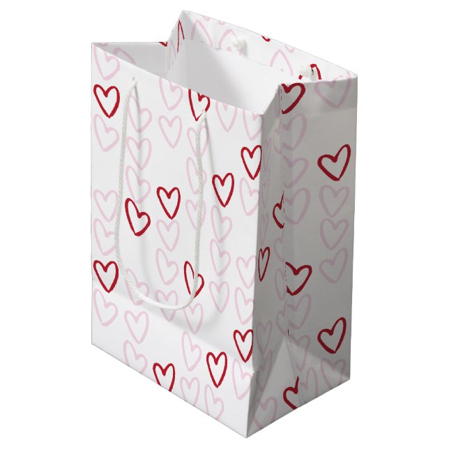 Rosa & Red Hearts Gift Bag (Framsidan Vinklad)