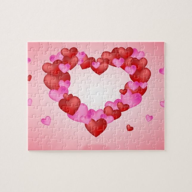 Rosa Red Hearts Jigszle Puzzle Pussel (Horisontell)