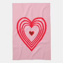 Rosa Red Hearts Kärlek Valentines day 4Kate Kökshandduk