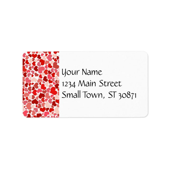 Rosa Red Hearts Mönster Alla hjärtans dag i Kärlek Adressetikett (Framsidan)
