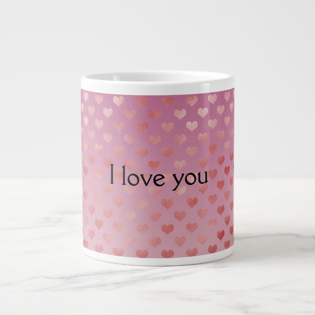 Rosa Red Hearts Ombre Jumbo Mugg (Framsidan)