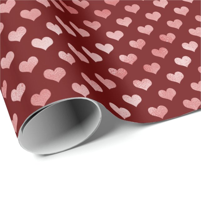 Rosa Red Hearts Ombre Presentpapper (Rullad Hörn)