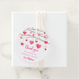 Rosa Red Hearts, raring Birthday Gåvor Etiketter