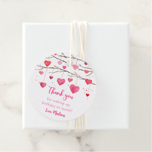 Rosa Red Hearts, raring Birthday Gåvor Etiketter