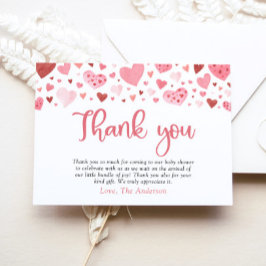 Rosa Red Hearts Valentine Baby Shower Tack Kort
