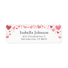 Rosa Red Hearts Valentine Day Returadress Returadress Etikett