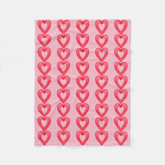 Rosa Red Hearts Valentines day Bröllop 4Kväll Fleecefilt (Framsidan)