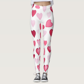 Rosa Red Hearts Valentines Mönster Leggings