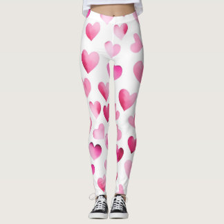 Rosa Red Hearts Valentines Mönster Leggings