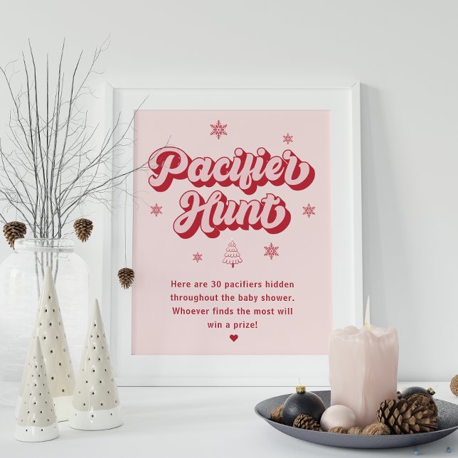 Rosa Red jul Baby Shower Nappar Hunt Game Poster (Skapare uppladdad)