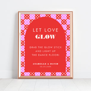 Rosa Red Let Kärlek Glow Dance Golv Bröllop Poster