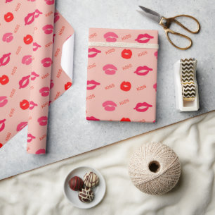 Rosa Red Lip Kisses Valentindagen Presentpapper