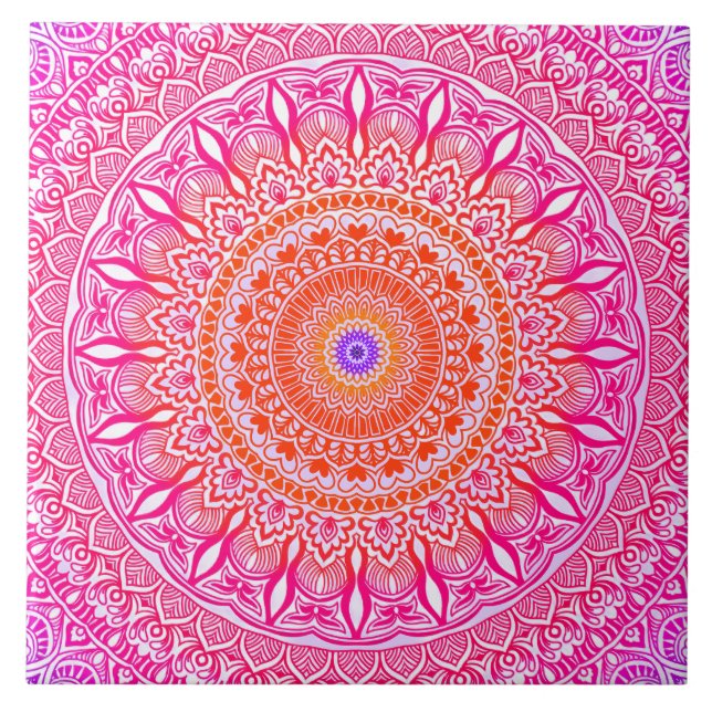Rosa red mandala kakelplatta (Framsidan)