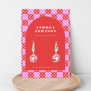 Rosa Red Mid Century Modern Arch Earring Visning Visitkort