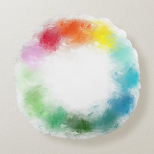 Rosa Red Orange Gult Grönt Blue Lila White Rund Kudde